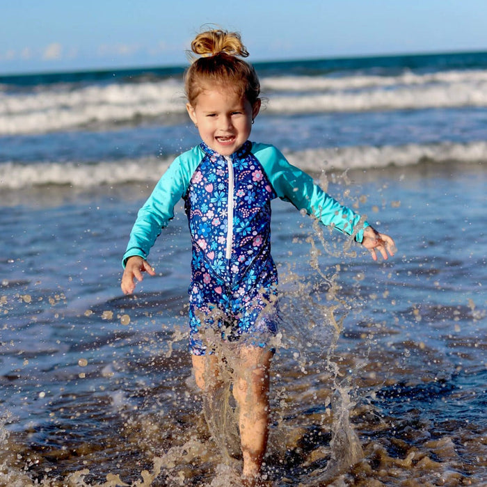 Girls All-in-one Swim Sunsuit | Flower Power