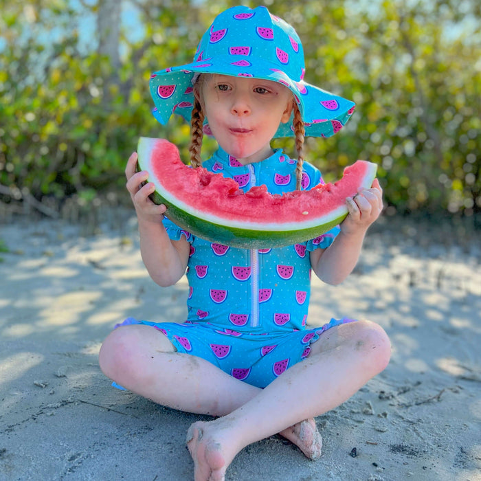 Girls Ruffle Swim Sunsuit  | Dotty Watermelon