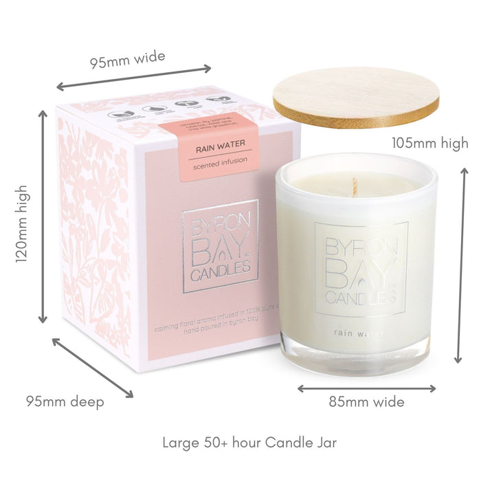 Byron Bay Candles | Scented Pure Soy Candle - 50 Hour Large - Rain Water