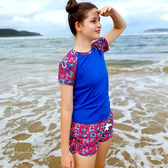 Girls Short Sleeve Rashguard Sun Top | Fiesta!