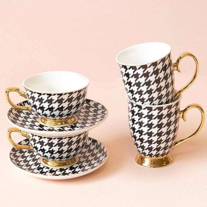 Cristina Re | Teacup & Saucer - Ebony Houndstooth