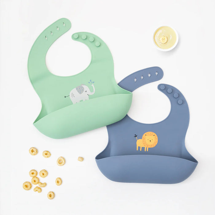 Playground | Silicone Bib - Lion/Steel Blue