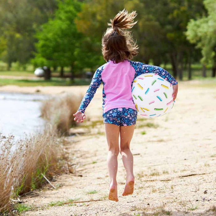 Girls Long Sleeve Rashguard + Swim Shorts | Flower Power