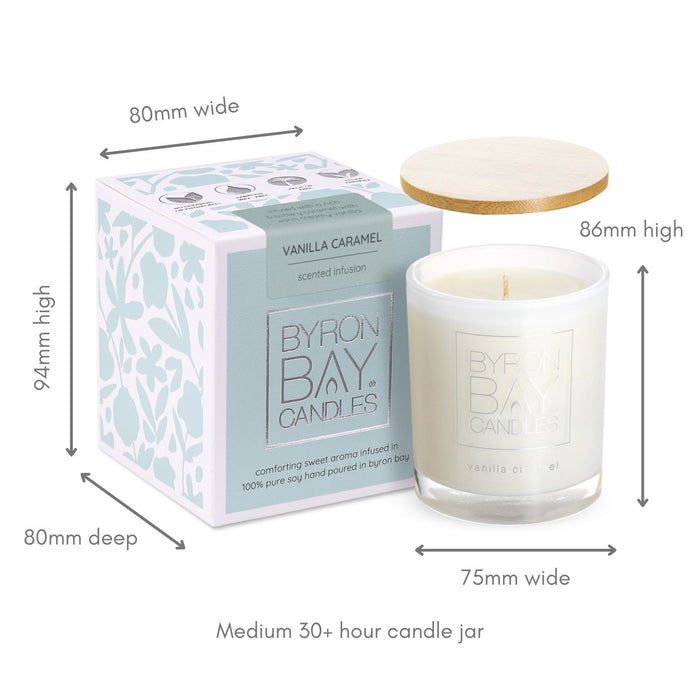 Byron Bay Candles | Scented Pure Soy Candle - 30 Hour - Vanilla Caramel