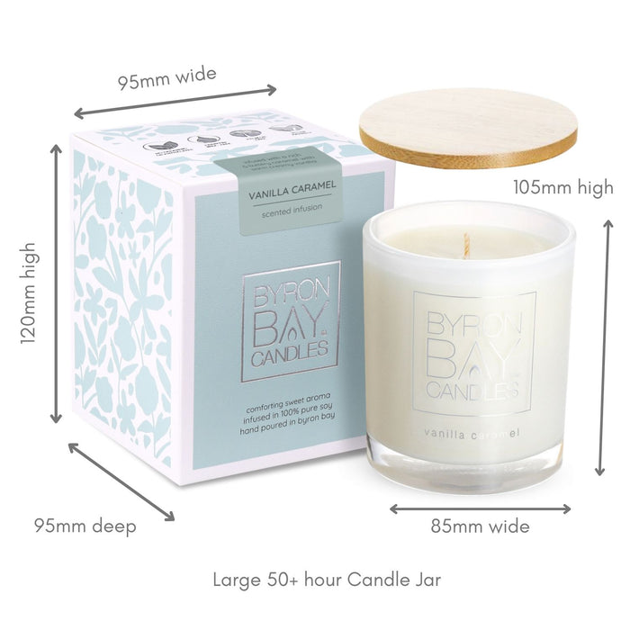 Byron Bay Candles | Scented Pure Soy Candle - 50 Hour Large - Vanilla Caramel