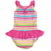 Ruffle Swimsuit with Built-in Reusable Absorbent Swim Diaper - Pink Multistripe - Lozza’s Gifts & Homewares 