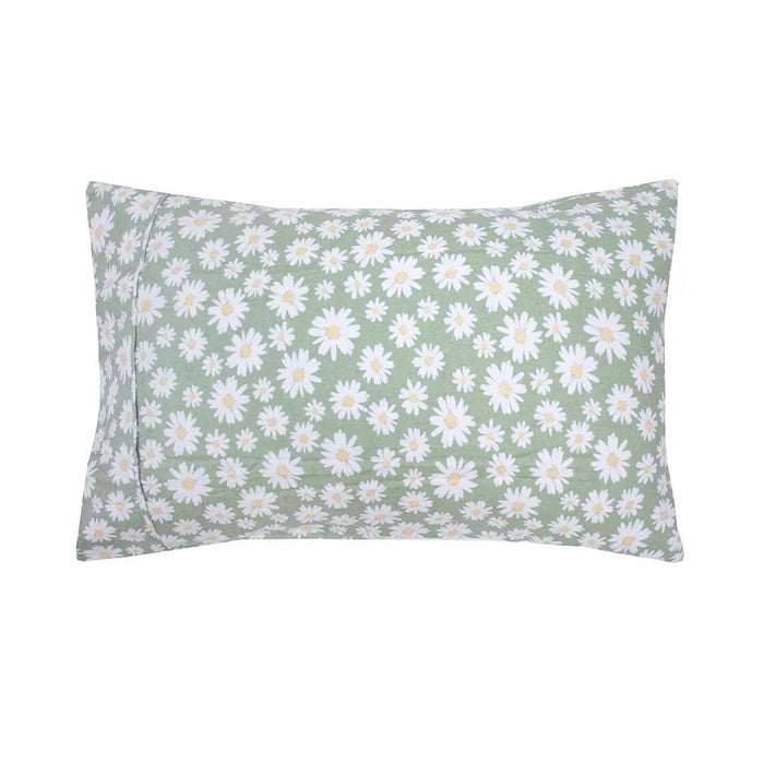 Bambury Daisy Flannelette Sheet Set - Sage - Lozza’s Gifts & Homewares 