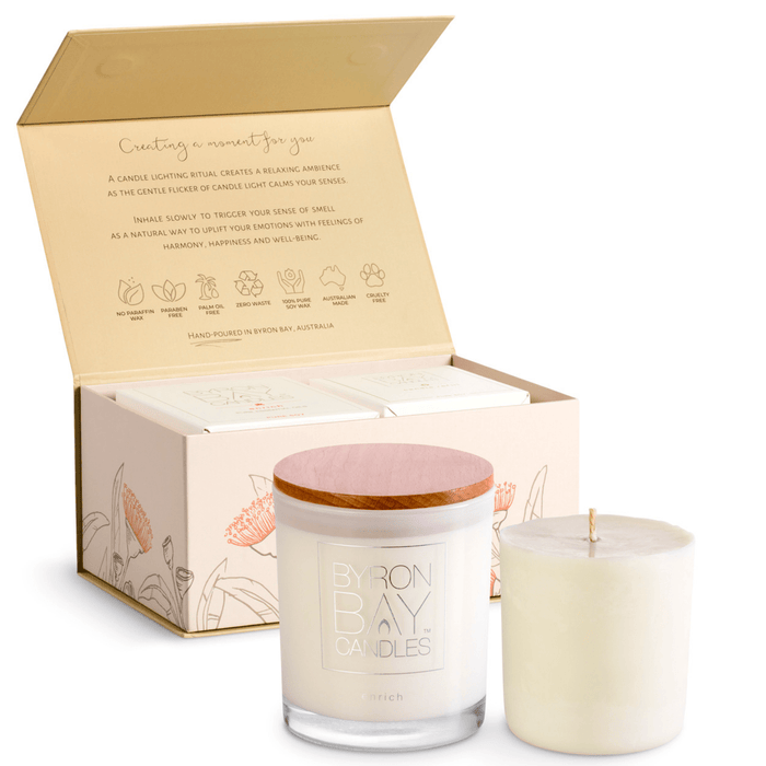 Byron Bay Scented Pure Soy Candle & Refill Candle Twin Gift Set - Coconut Lime - Lozza’s Gifts & Homewares 