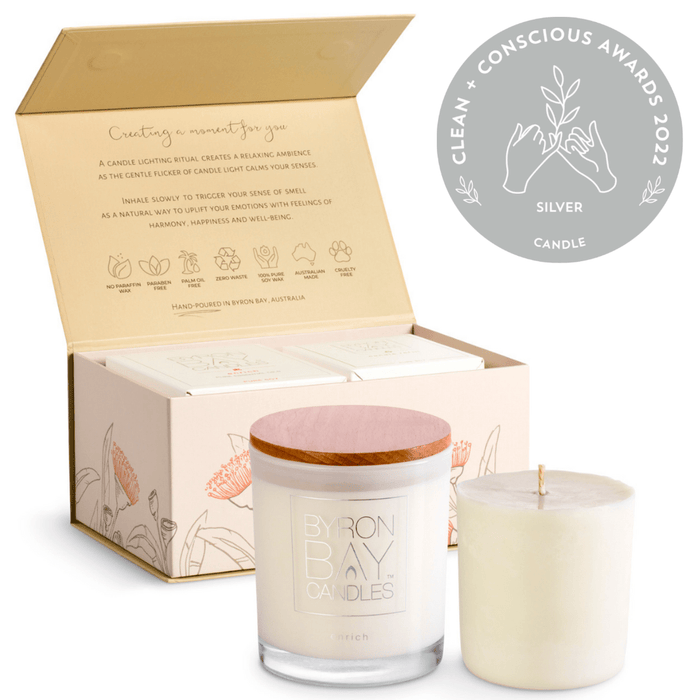 Byron Bay Scented Pure Soy Candle & Refill Candle Twin Gift Set - Coconut Lime - Lozza’s Gifts & Homewares 