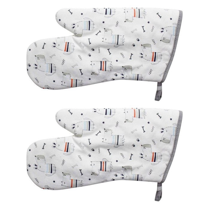 Lavida Dogs Oven Mitts 2PK – Heat-Resistant Cotton Kitchen Gloves | Cute Dog Print 16x32cm