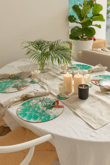 Cinnamon Round De Palmis White Placemats Set of 4 - Lozza’s Gifts & Homewares 