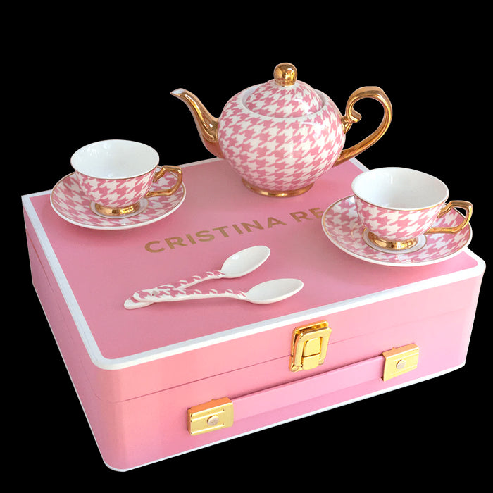 Petite Tea Set Houndstooth - Lozza’s Gifts & Homewares 