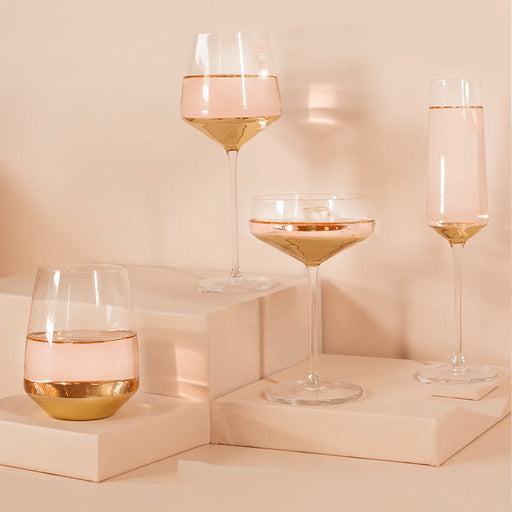 Wine Glass Estelle Gold Set of 2 - Lozza’s Gifts & Homewares 