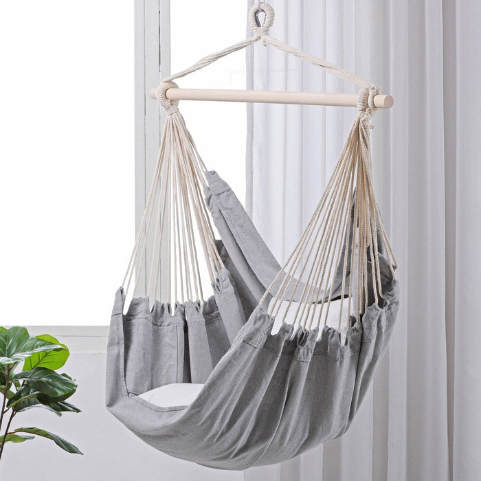 Sherwood Home Indoor and Outdoor Hammock Chair Swing with Cushion- Grey - Large 125x185cm - Lozza’s Gifts & Homewares 