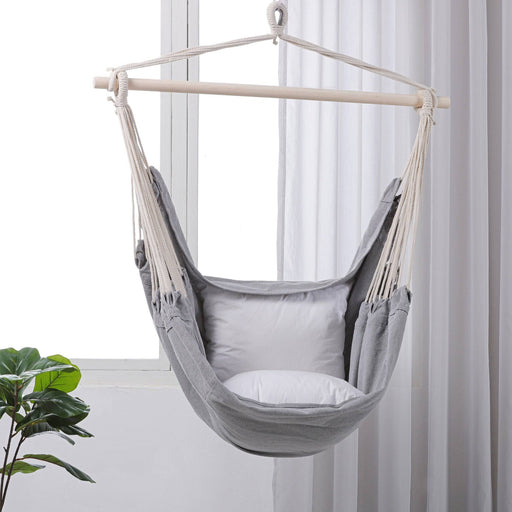 Sherwood Home Indoor and Outdoor Hammock Chair Swing with Cushion- Grey - Large 125x185cm - Lozza’s Gifts & Homewares 