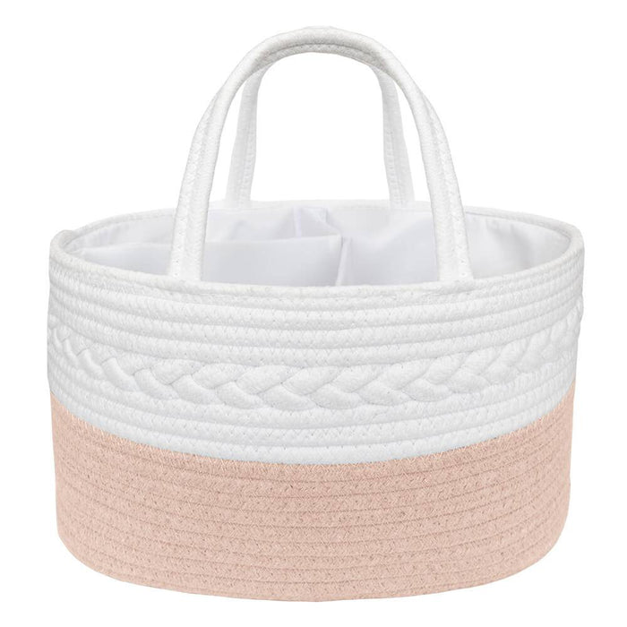 100% Cotton Rope Nappy Caddy - Small - Blush/White - Lozza’s Gifts & Homewares 