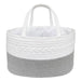 100% Cotton Rope Nappy Caddy - Small - Grey/White - Lozza’s Gifts & Homewares 