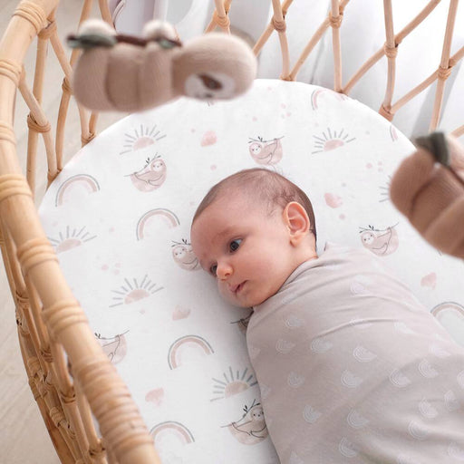 2pk Bassinet Fitted Sheets - Happy Sloth - Lozza’s Gifts & Homewares 
