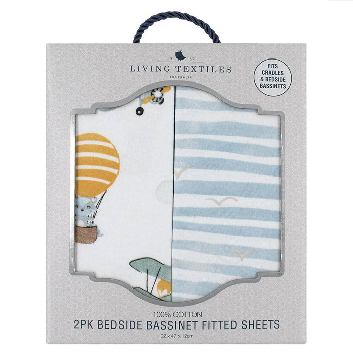 2pk Bedside Co-Sleeper Fitted Sheets - Up Up & Away - Lozza’s Gifts & Homewares 