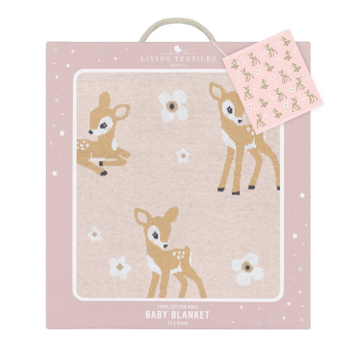 100% Cotton Whimsical Blush Fawn Baby Blanket - Lozza’s Gifts & Homewares 