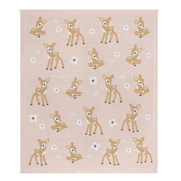 100% Cotton Whimsical Blush Fawn Baby Blanket - Lozza’s Gifts & Homewares 