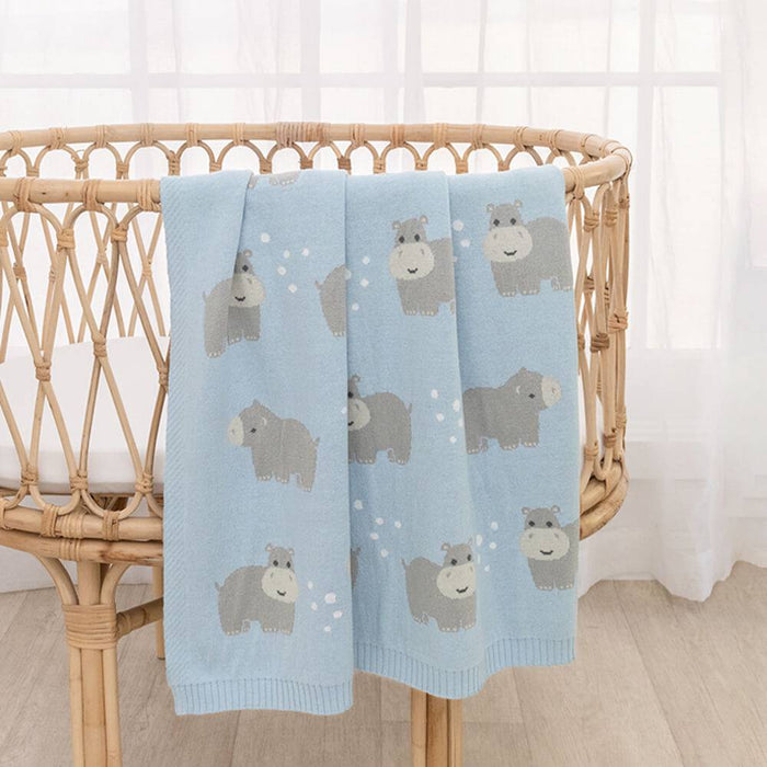 100% Cotton Whimsical Hippo Baby Blanket - Lozza’s Gifts & Homewares 