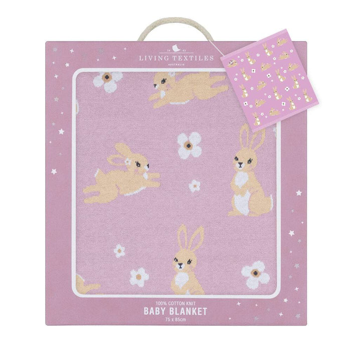 100% Cotton Whimsical Lilac Bunny Baby Blanket - Lozza’s Gifts & Homewares 