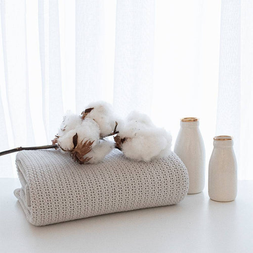 Organic Cot Cellular Blanket - Grey - Lozza’s Gifts & Homewares 