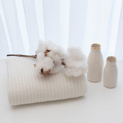 Organic Cot Cellular Blanket - Natural White - Lozza’s Gifts & Homewares 