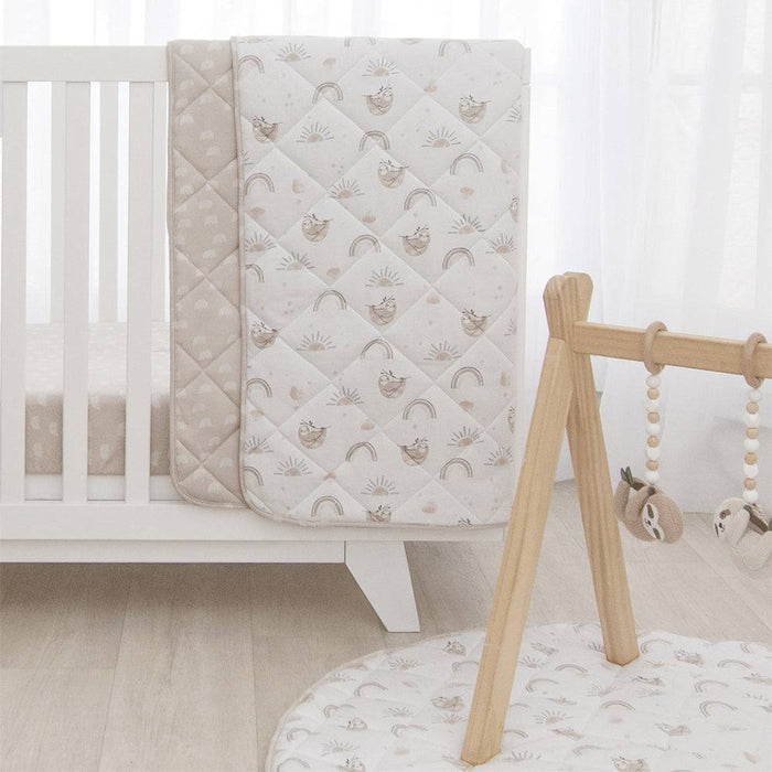 Reversible Quilted Cot Comforter - Happy Sloth - Lozza’s Gifts & Homewares 