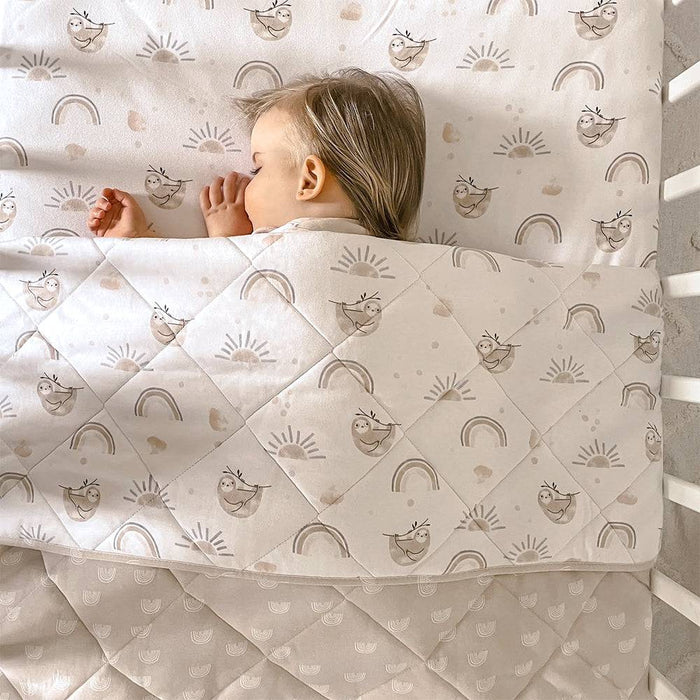 Reversible Quilted Cot Comforter - Happy Sloth - Lozza’s Gifts & Homewares 