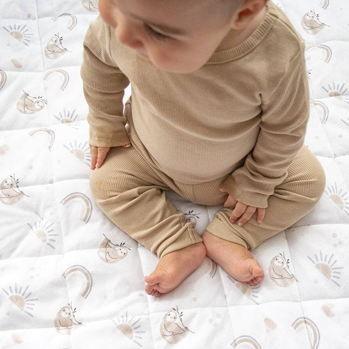 Reversible Quilted Cot Comforter - Happy Sloth - Lozza’s Gifts & Homewares 