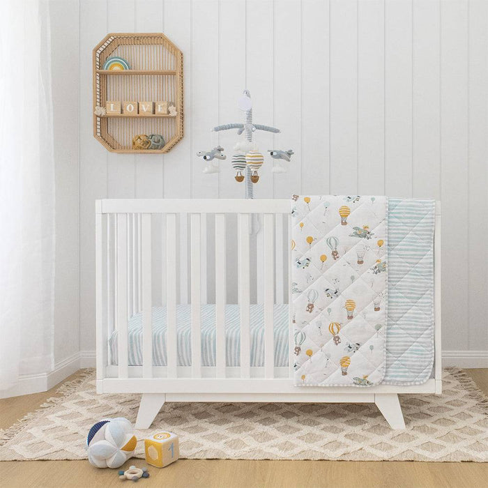 Reversible Quilted Cot Comforter - Up Up & Away - Lozza’s Gifts & Homewares 