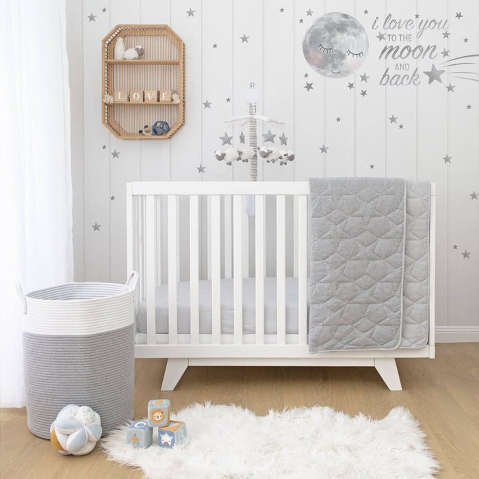 Star Quilted Cot Comforter - Grey Melange - Lozza’s Gifts & Homewares 