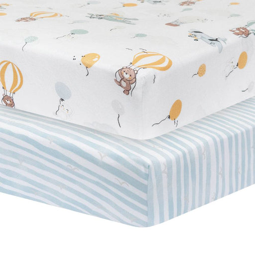 2pk Cot Fitted Sheets - Up Up & Away - Lozza’s Gifts & Homewares 