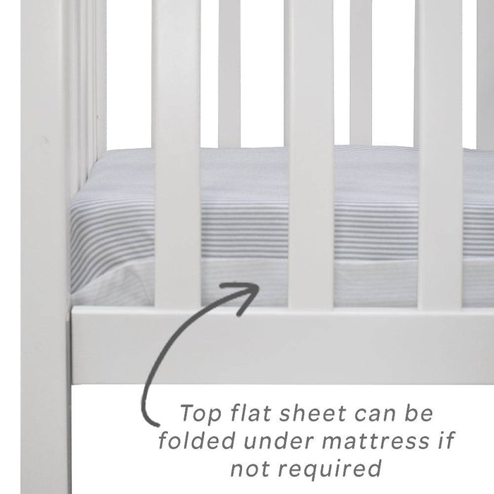 Childcare Cot fitted Sheet Set - Grey Stripe - Lozza’s Gifts & Homewares 