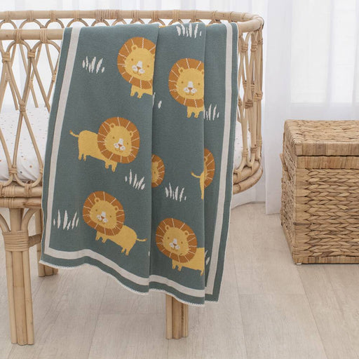 100% Cotton Knit Pram Blanket - Day at the Zoo - Lozza’s Gifts & Homewares 