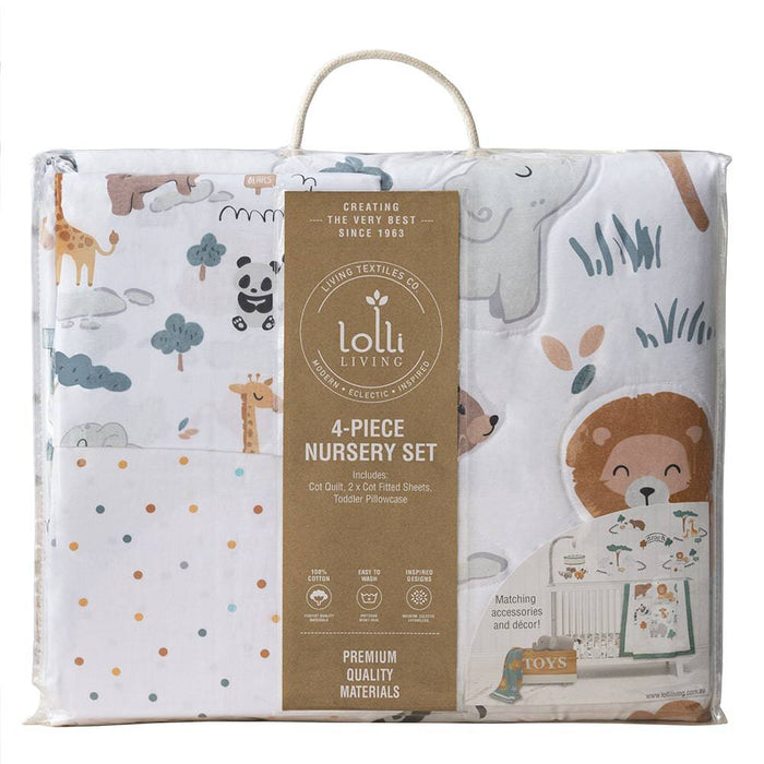 4-piece Nursery Set - Day at the Zoo - Lozza’s Gifts & Homewares 