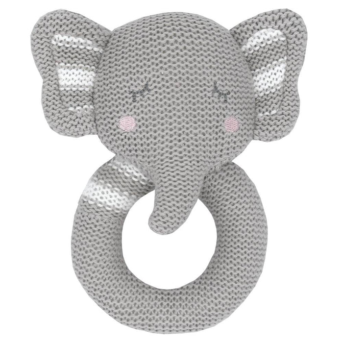 Eli the Elephant Knitted Rattle - Lozza’s Gifts & Homewares 