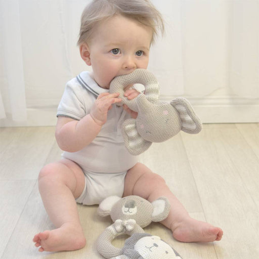 Eli the Elephant Knitted Rattle - Lozza’s Gifts & Homewares 