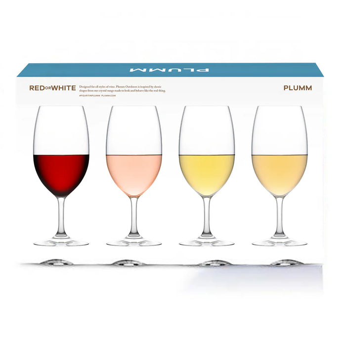 Plumm Outdoors |  RED or WHITE Wine Glass (Four Pack) Unbreakable