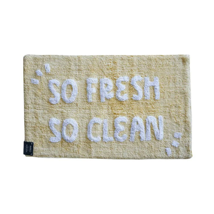 Bath Mat - So Fresh So Clean. - Yellow - 80 x 50cm - Lozza’s Gifts & Homewares 