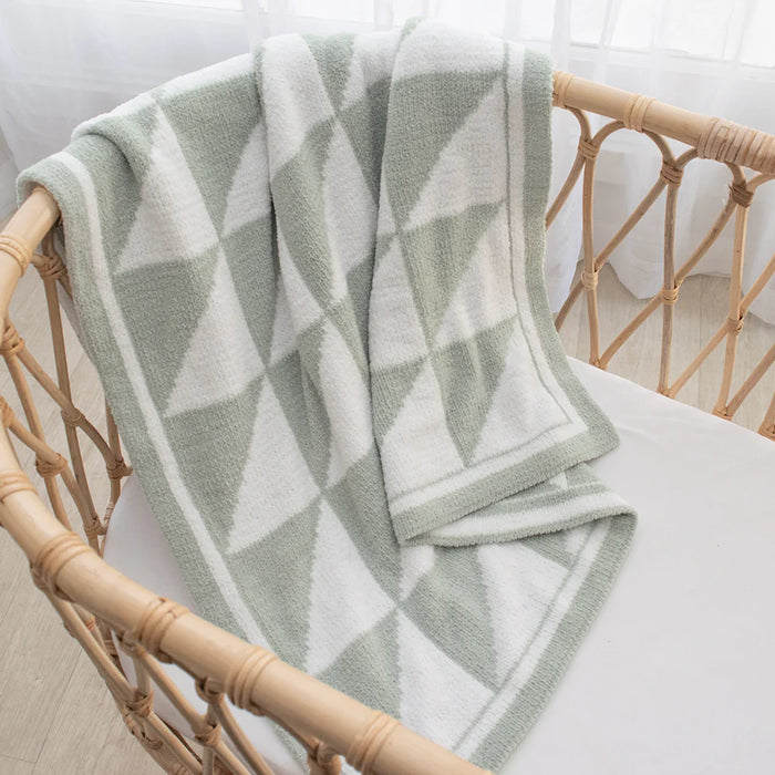 Living Textiles | Chenille Blanket - Sage Triangle