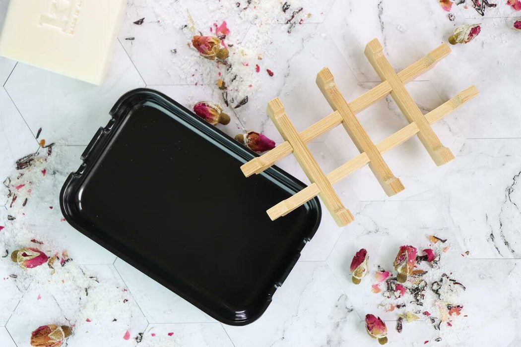 Bamboo Ecofriendly Soap Dish - Nature Rack - Black - Lozza’s Gifts & Homewares 